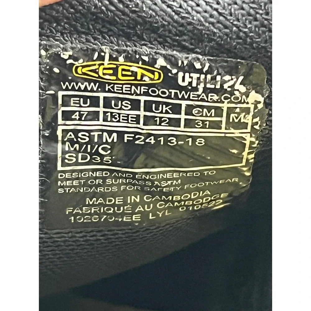 KEEN Mens Slip On ESD Work Shoes Size 13 EE Black Leather‎ Safety Toe